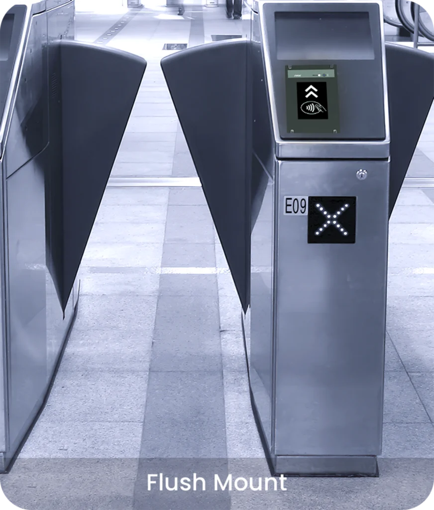 IM25 flush-mounted to a public transit device, unattended ticketing