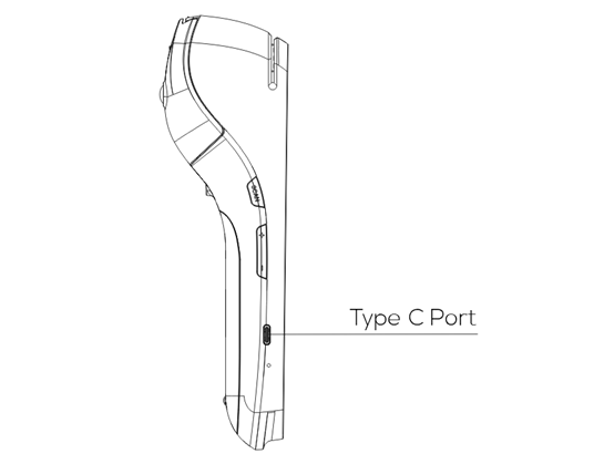 A920Pro Duo Quick Setup Guide, Line Drawing, Side View, Type C Port